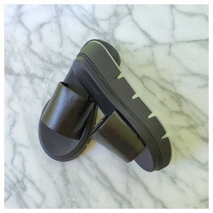 Mango Pala Black Leather Slide Sandals Size 36